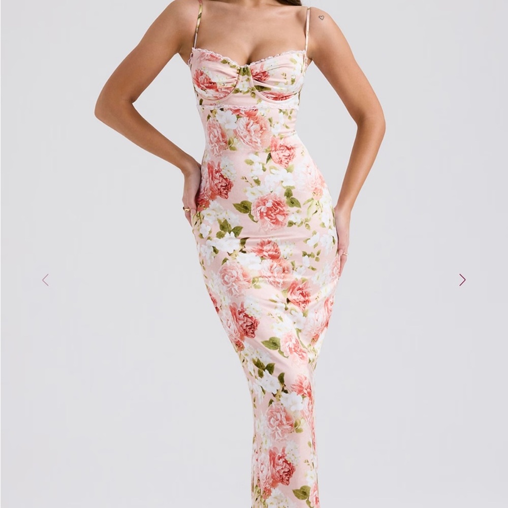 House of CB Pink Floral Maxi Dress Size S (Bigger Cup)
